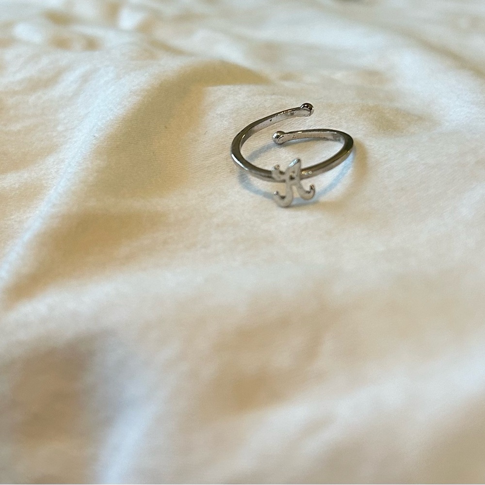 Elegant Silver “A” Adjustable Ring